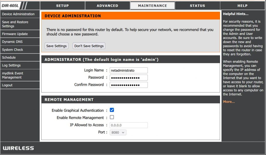 Change router admin password